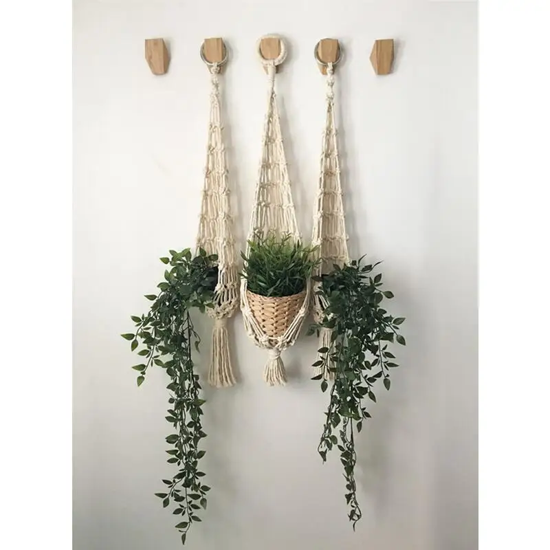 Macrame Wall Hanging Plant Holder Bohemian Style Planter Cotton Hand Weaving Flowerpot Net Bag For Home Decor Doll Storage