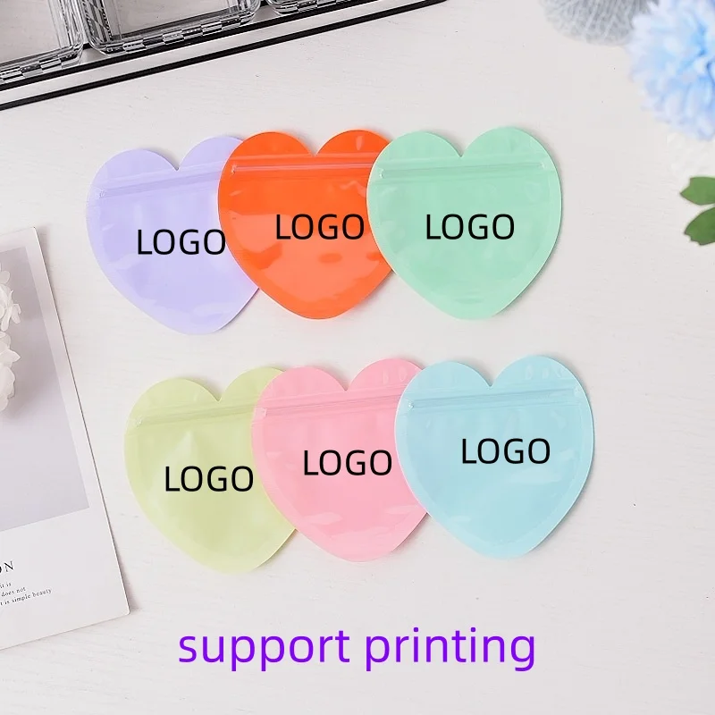 

500 PCS 10x10cm Heart Shape Zipper Bags - Clear Window Gift Pouches for Candy, Snacks, Wedding Favors & Party Treat Packaging