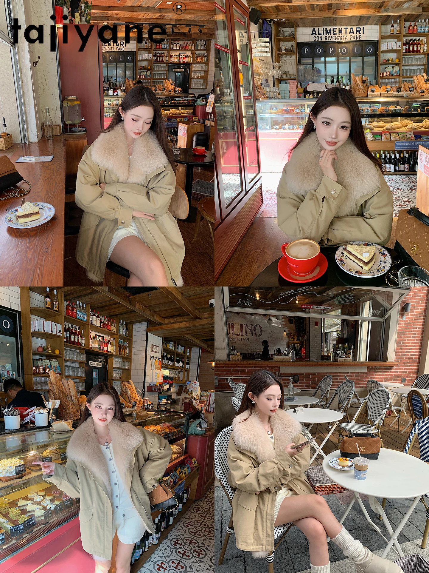 타지야네 90% 화이트 구스 다운 코트 여성 탈부착 가능한 리얼 폭스 퍼 칼라 재킷 여성 파카 겨울 여성 의류 2025