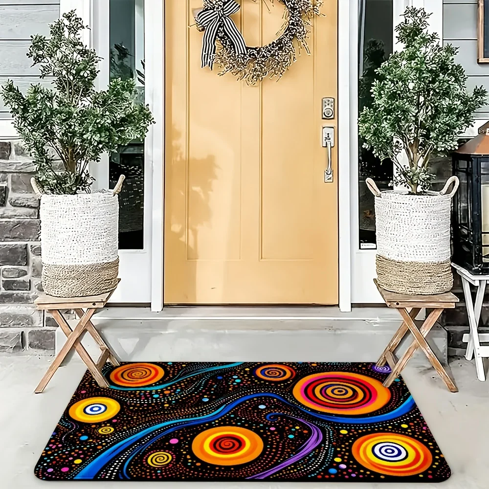 Funky Psychedelic Mandala Pattern Doormat Mat Welcome Rug Entrance Decor Abstract Colorful Modern Home Floor Mat 40x60cm