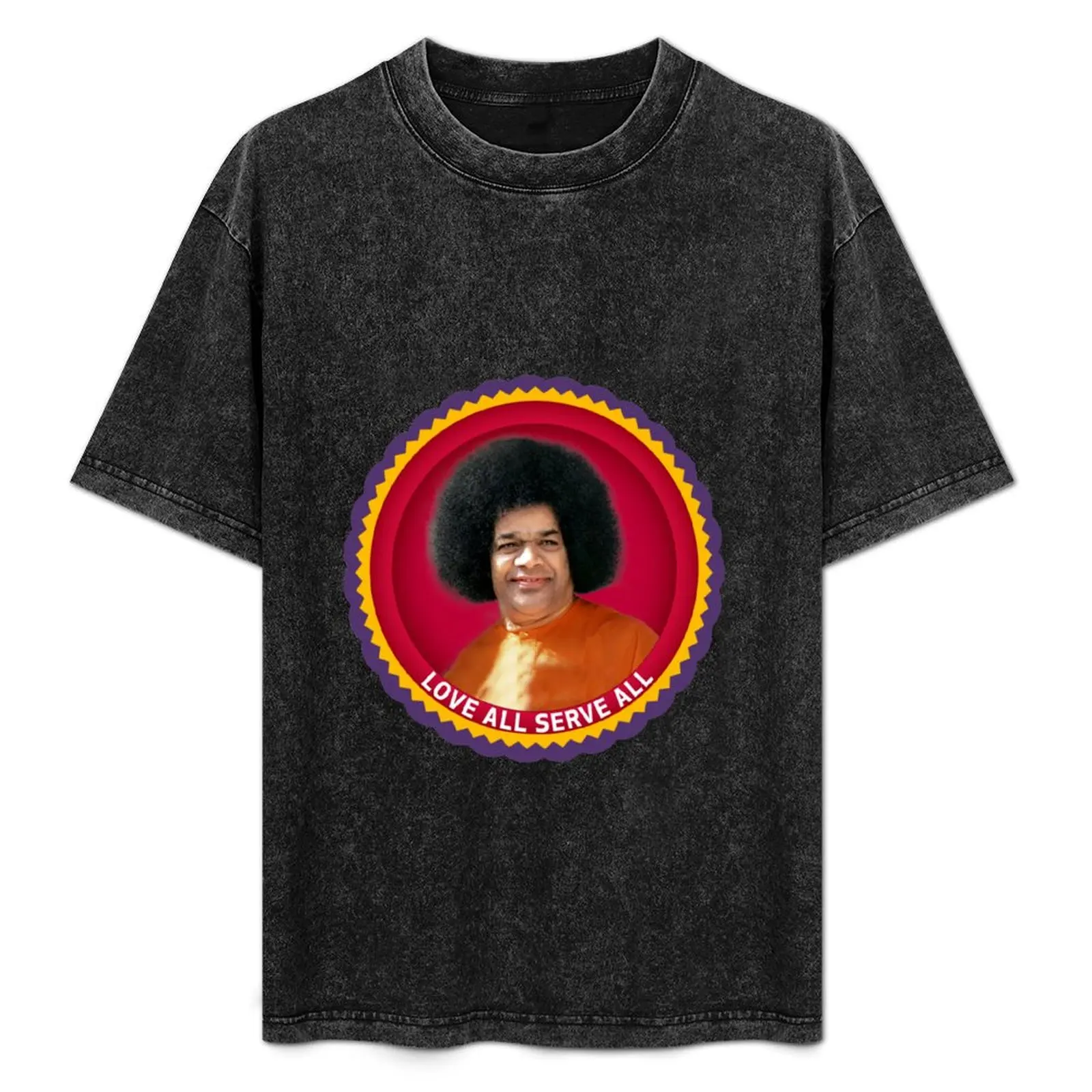 Camiseta Love All Serve All - Sathya Sai Baba, camiseta informal con estampado de patrones