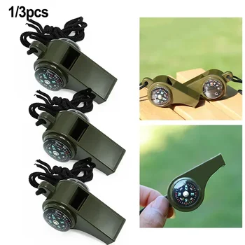 Gwizdek survivalowy Termometr Wielofunkcyjny, lekki plastikowy do kompasu 3 w 1, gwizdek do pociągu na zewnątrz, bardzo głośne narzędzie