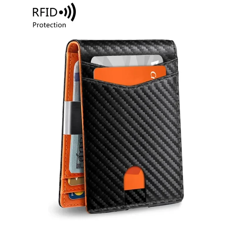 

Minimalist men's RFID blocking multi-functional ultra-thin 12-card wallet, front pocket bi-fold solid color portable card holder