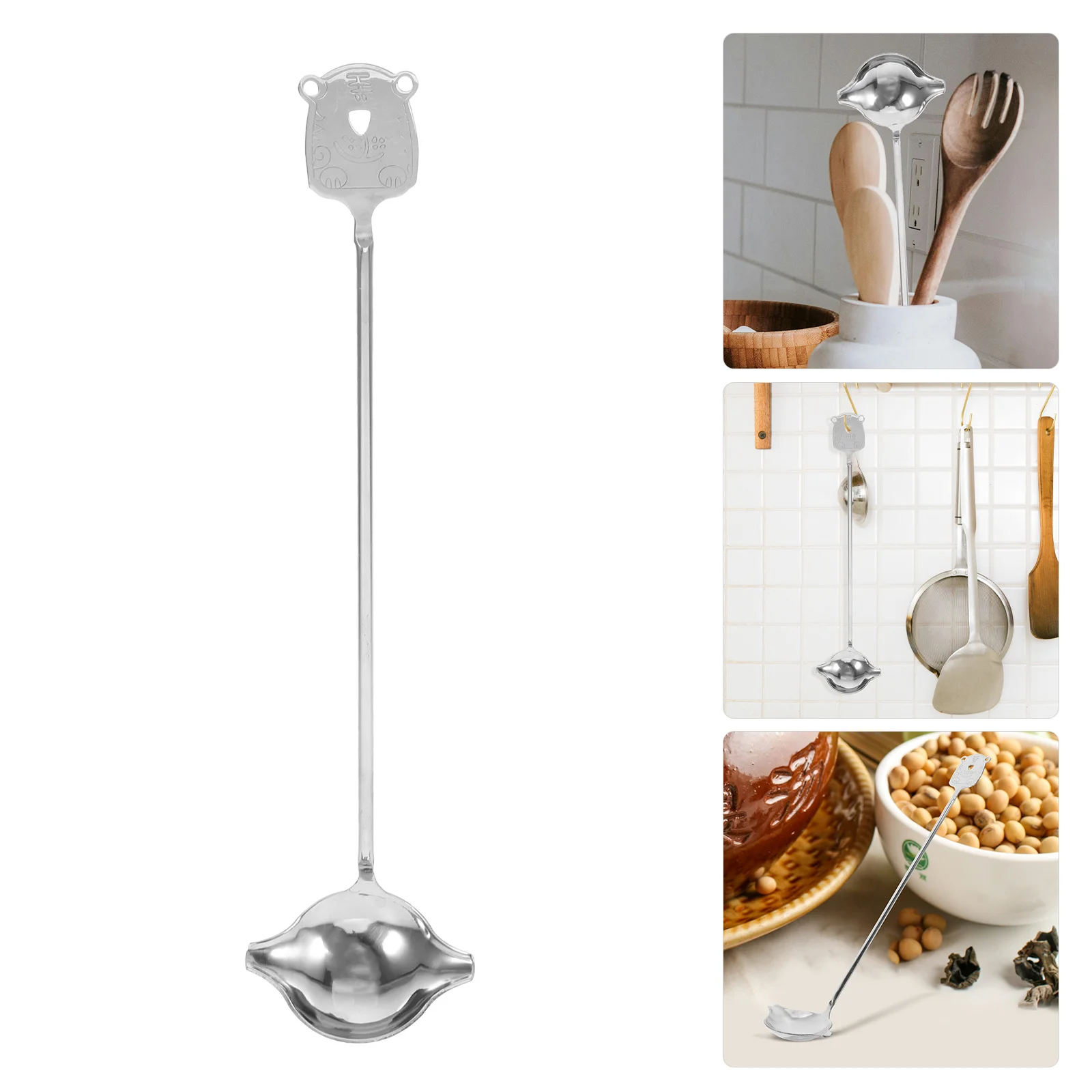 

Stainless Steel Long Handle Gravy Ladle Pouring Spout Dishwasher Safe Sauce Spoon Kitchen Accessory Soup Serving Ladle