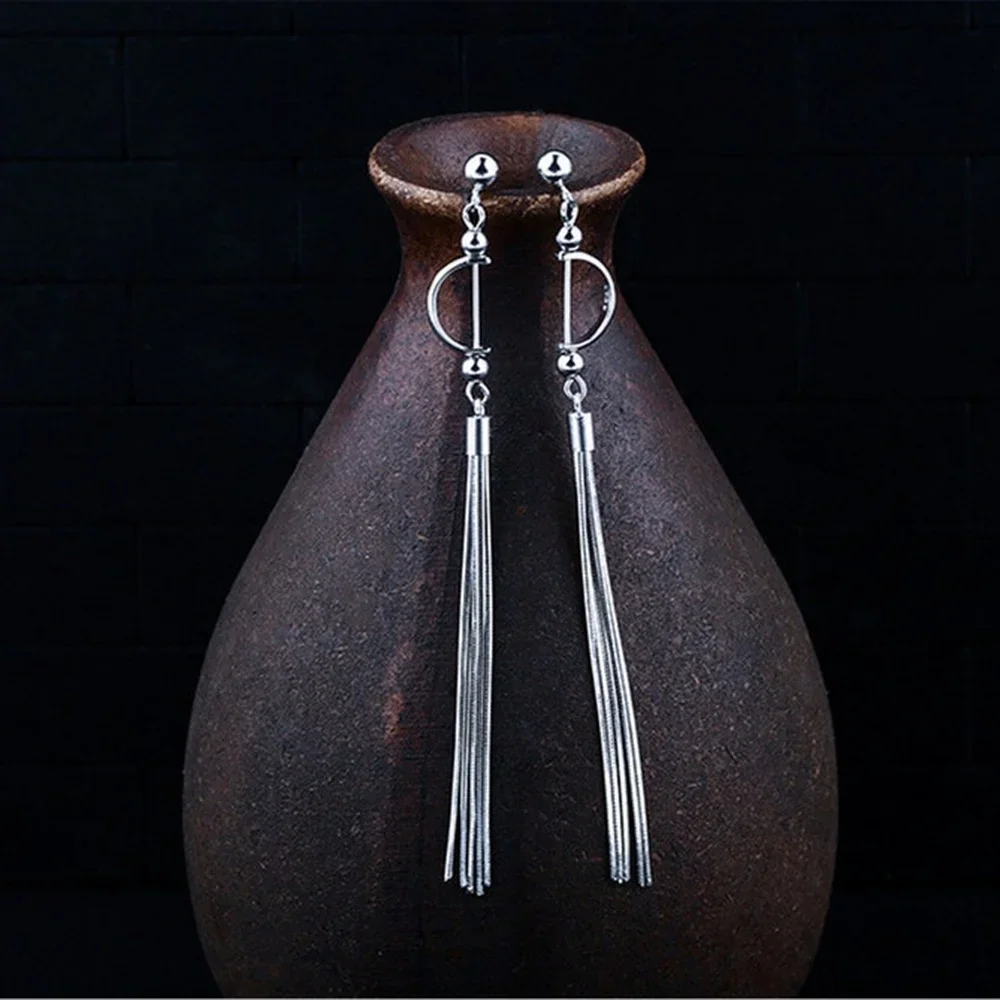 Sterling zilveren oorbelinstellingen voor ronde kralen van 7-9 mm, witgoud verguld 925 zilveren oorbelcomponenten met kwastjes