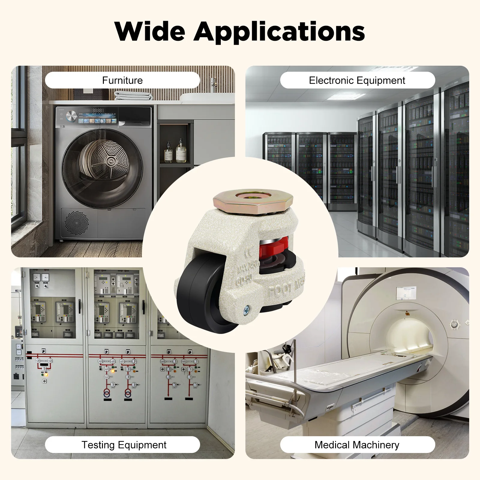 4Pcs Leveling Casters W/ 360 Degree Swivel Heavy Duty for Industry Equipment Workbench Shelves GD-60S