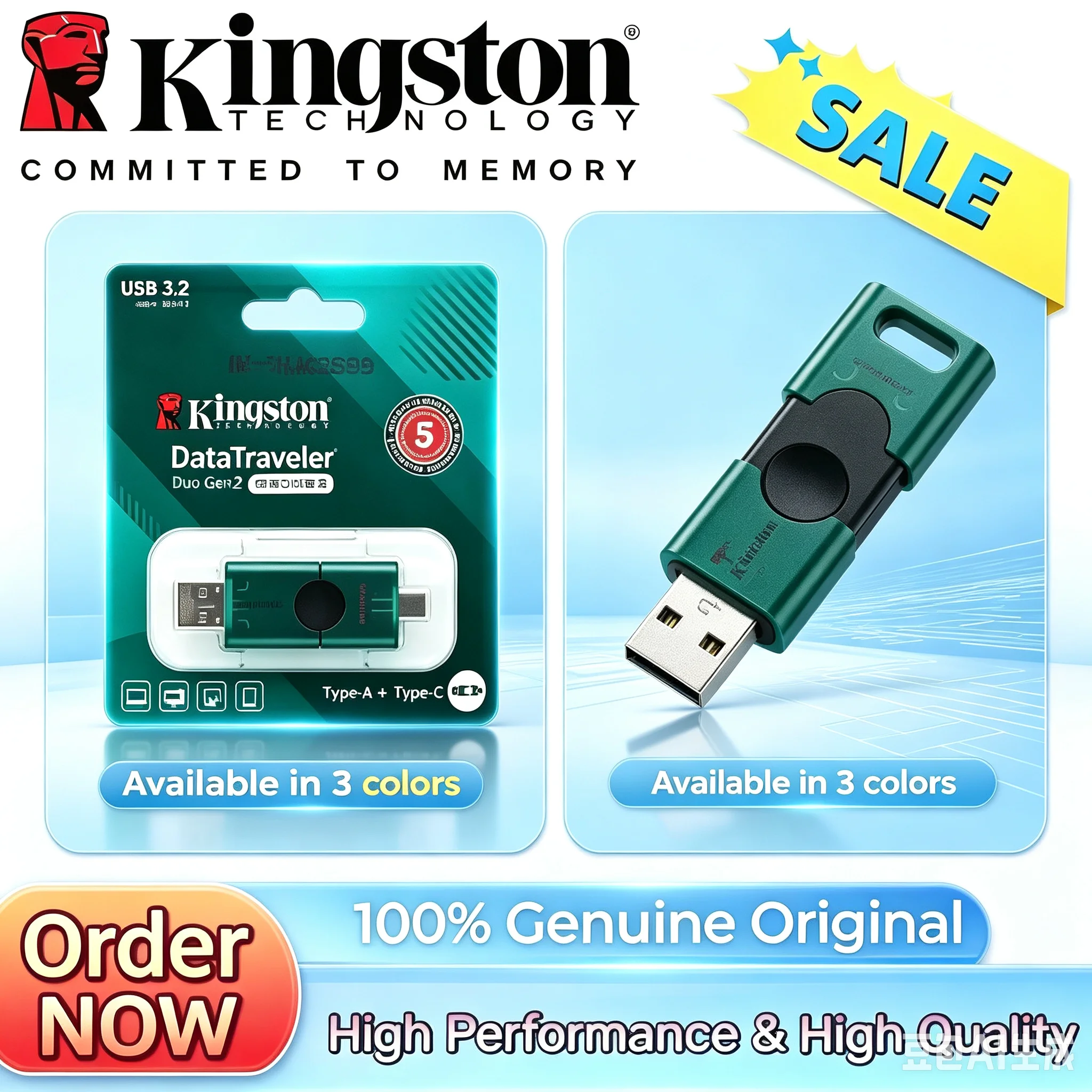 Dual Type-C USB-A OTG Pendrive 128GB 256GB Flash Drive For iPhone 100% Genuine Kingston DTDEG2 High Speed USB3.2 Memory Stick