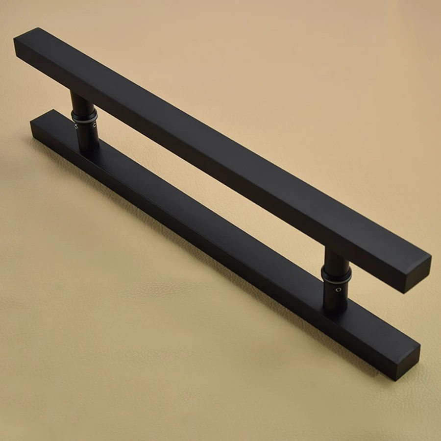 Matte Black Stainless Steel Glass / Wooden Door Handle