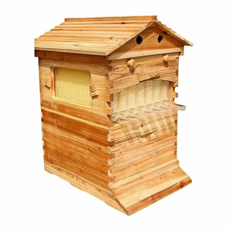 New Wooden Automatic Flow Hive, Self-Flowing Beehive Box for Beekeeping and Honey Collection