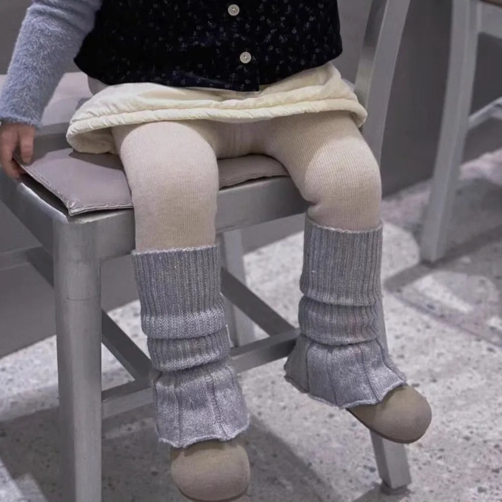 New Solid Color Leg Warmers Thickened Knitted Middle Tube Socks Hosiery Autumn and Winter