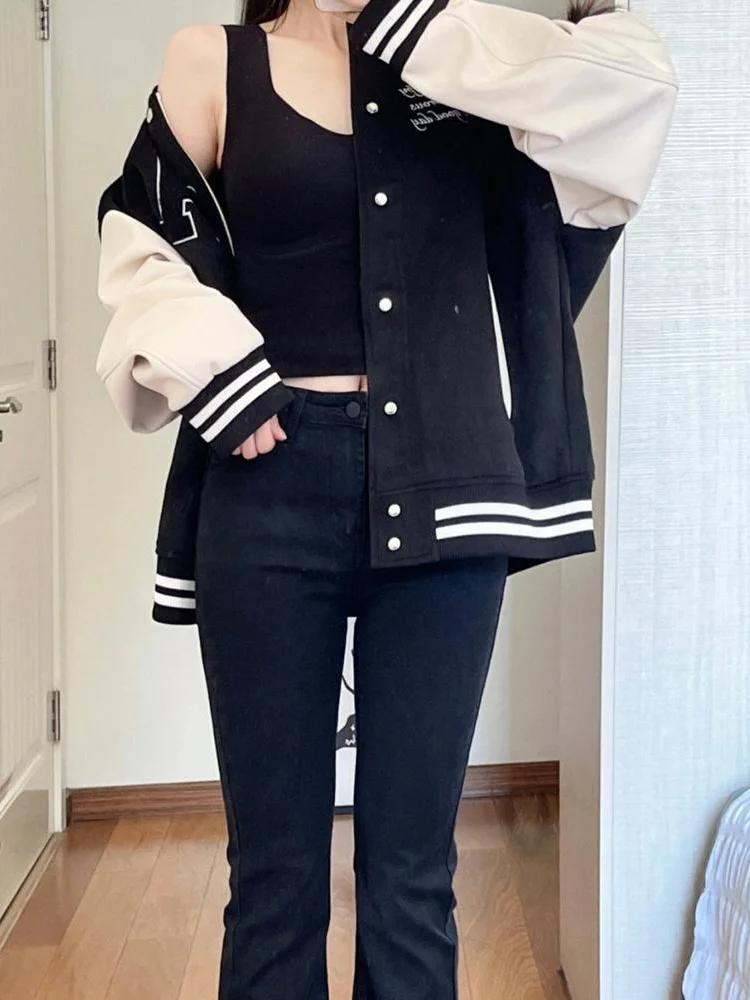 

Бейсбольные куртки женские: кожаные, эластичные трикотажные, софтшелл, длинные, для вечеринок, в стиле варсити, повседневные, в рубчик, однотонные, элегантные, с отложным воротником, складные, Y2K