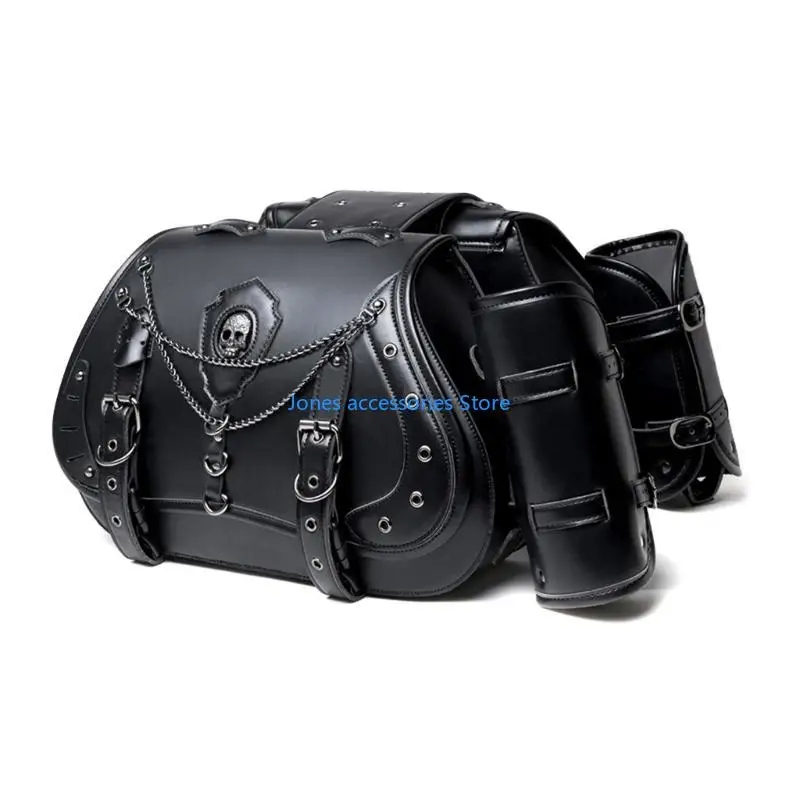 W8KD Có Thể Điều Chỉnh Xe Máy Saddlebag Chống Nước Túi Đựng Dụng Cụ Dây Đeo Có Thể Điều Chỉnh Saddlebag Da PU Saddlebag Lắp Đặt