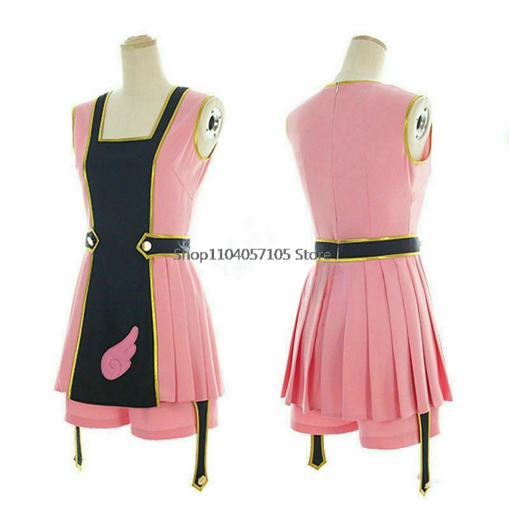 Anime Cardcaptor Sakura KinomPain Cosplay Costume, robe rose Sakura, uniforme d'invitation, tenue, accessoires de canne