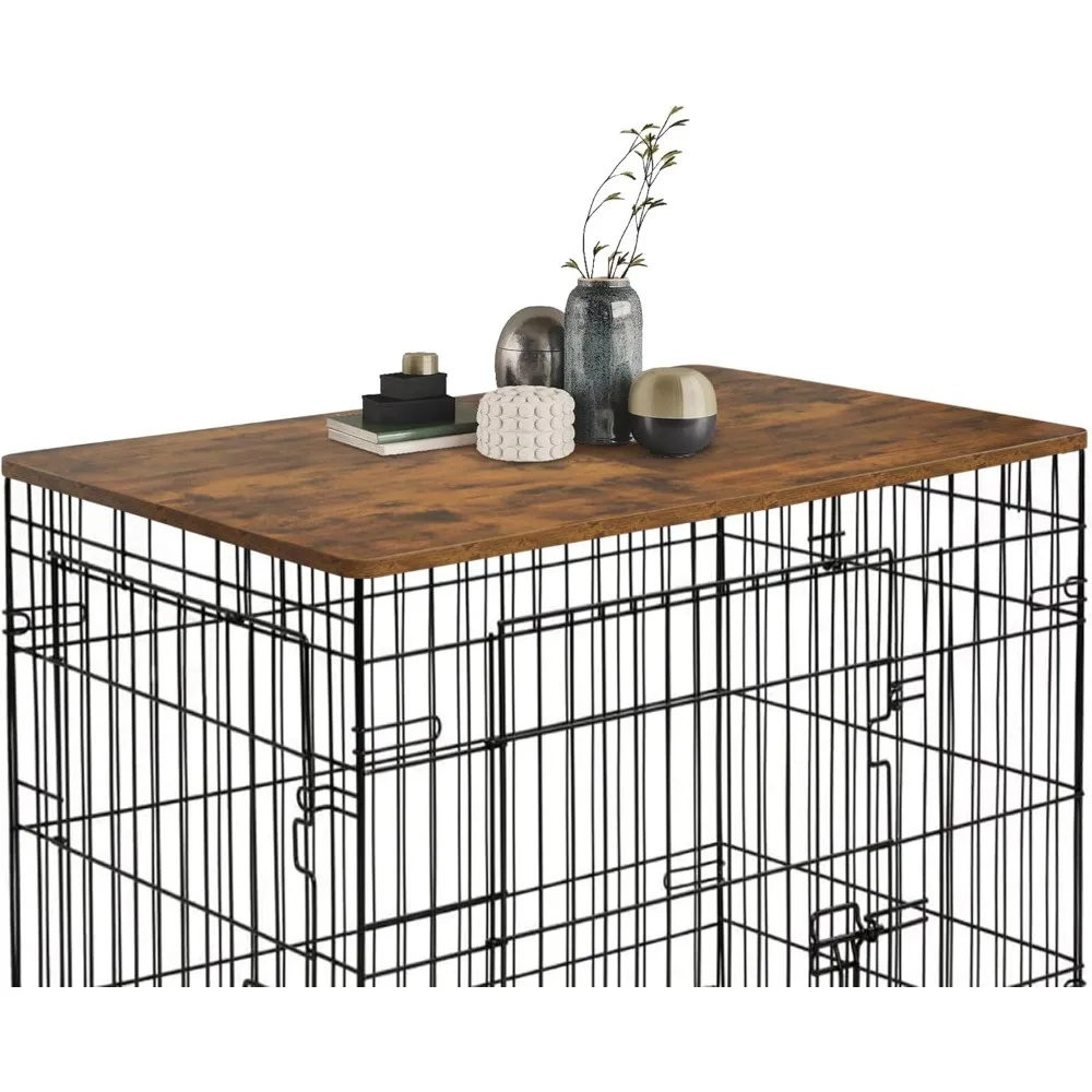 

42-Inch Foldable Wood Dog Crate Topper – Durable Decorative Table Topper for Large Dog Cages & Kennels