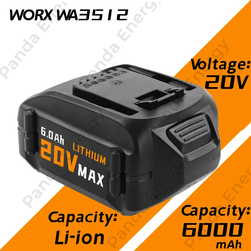 

20V 6.0Ah Lithium Ion Battery for Worx 20V Battery WA3578 WA3520 WA3525 for Worx WG151s WG155s WG251s Replacement Worx Battery