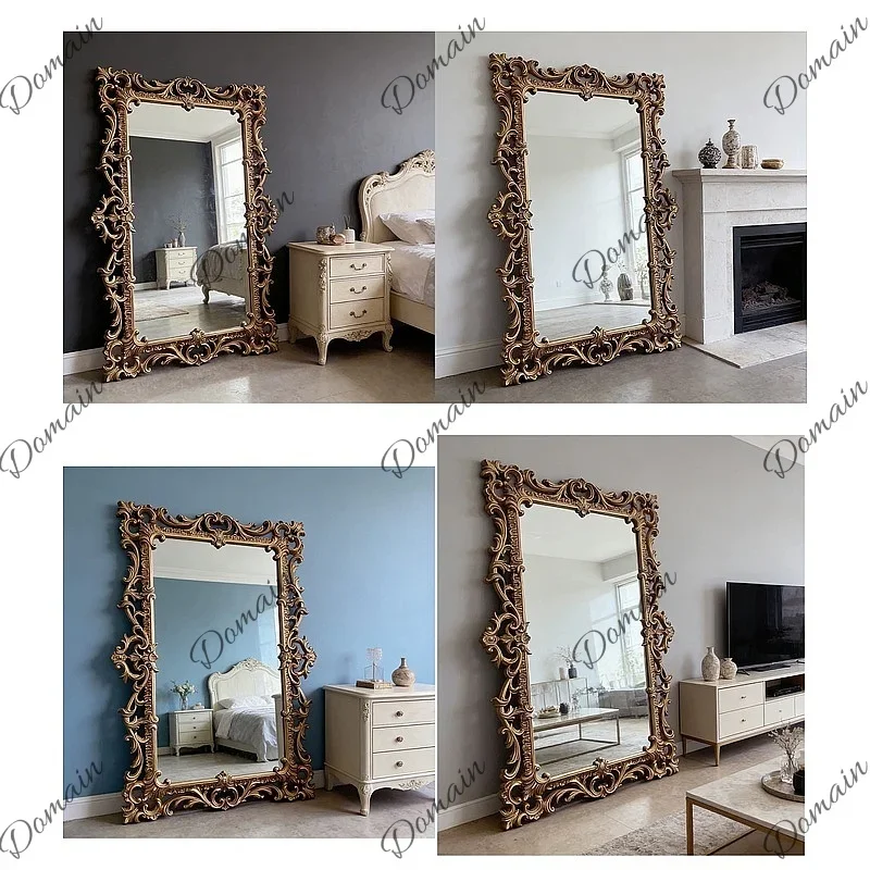 81 N Vintage Baroque Floor Mirror, Full Body Standing Mirror for Bedroom, Antique Dressing Mirror for Wardrobe