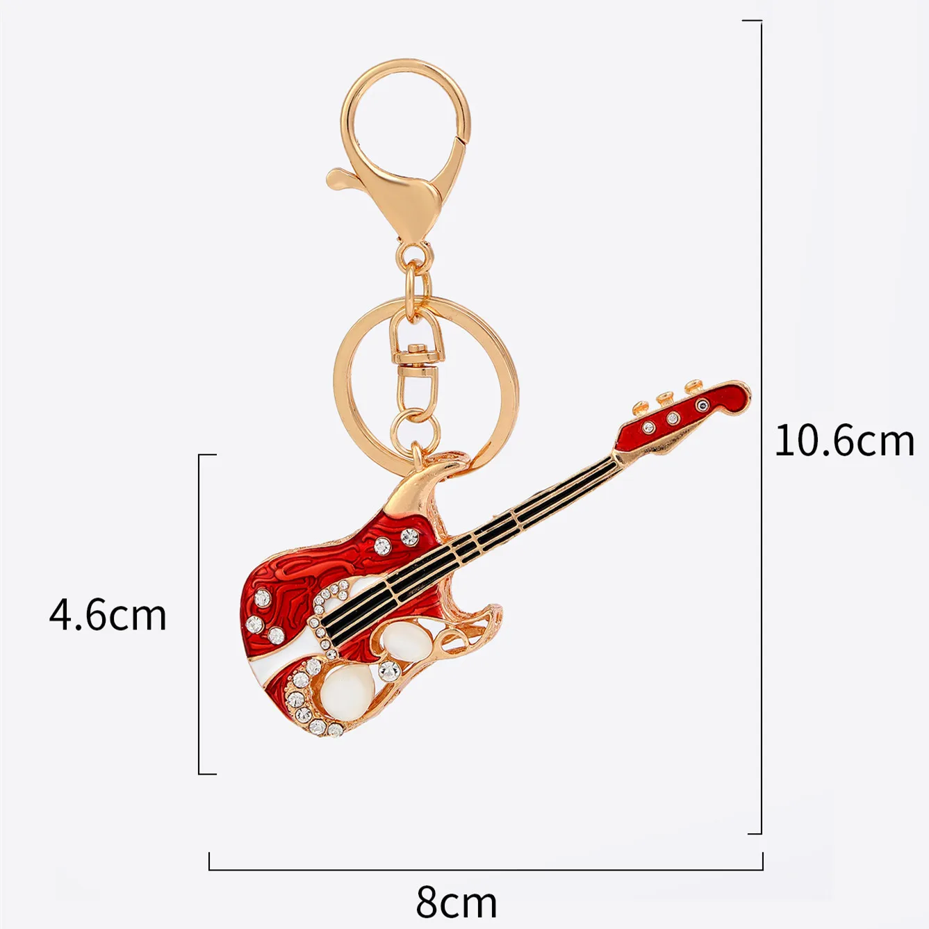 Süße Gitarre voller Strass Schlüssel anhänger Frauen Handtasche Anhänger goldene Legierung Schlüssel ring Kristall Auto Anhänger Schmuck Schlüssel Zubehör