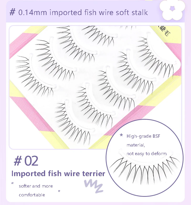 Dream Deer 5 Pairs False Eyelashes A Type Eyelashes Upgraded Lash V-shaped 0.14mm Transparent Stem Soft Natural Eye Lashes Mink