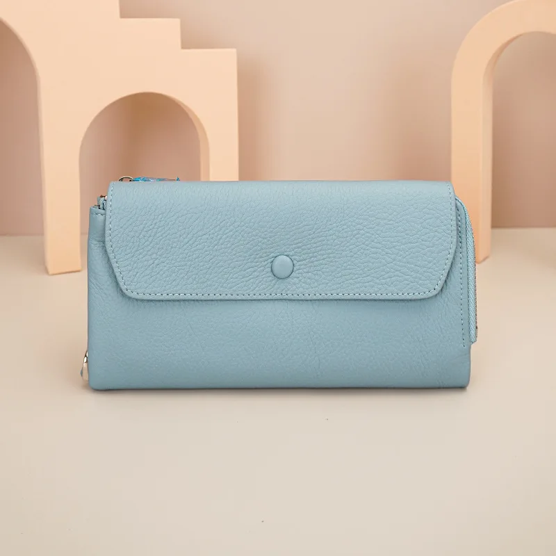 Card Holder Genuine Leather Purse Woman Soft Real Cow Leather Wallet Ladies 2025 New Long Cowhide Clutch Bag