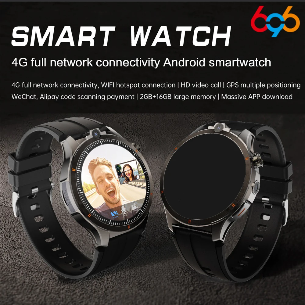 

Смарт-часы 4G для мужчин, видеозвонок, 1,43 дюйма, 466*466PX AMOLED, 2 ГБ + 16 ГБ ОЗУ, 800 мАч, двойная камера, GPS, WIFI, приложение, загрузка, умные часы