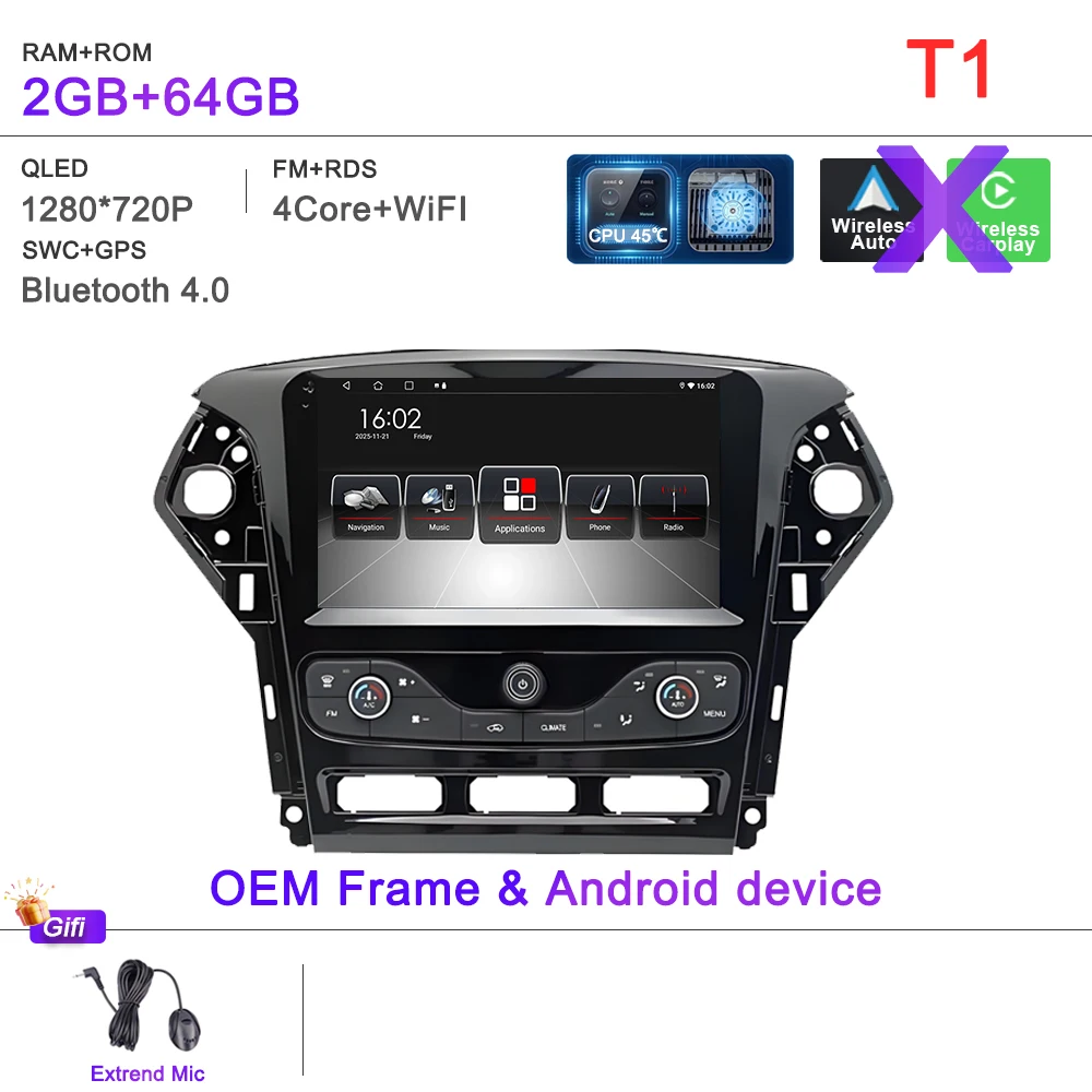 Auto GPS Android 16 Auto Radio Voor Ford Mondeo MK4 2007-2014 Stereo Head Unit Geen 2din DVD Scherm 5G Navigatie stereo Auto GPS