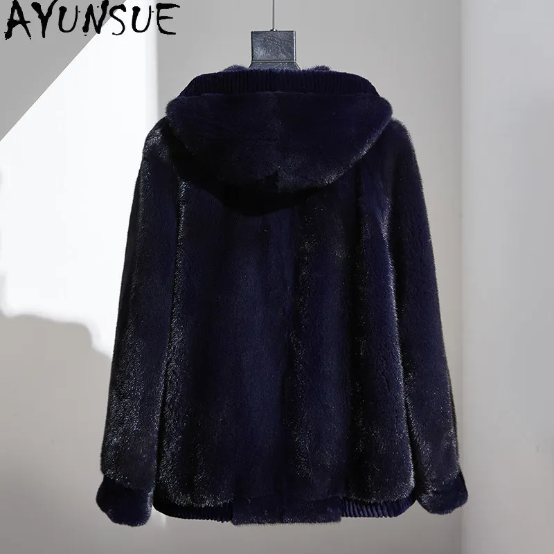 AYUSNUE Natural Mink Fur Coat Men Luxury Clothes Fashion Winter Jacket Whole Mink Real Fur Coats Male Hoodie Warm 2026 Дубленка