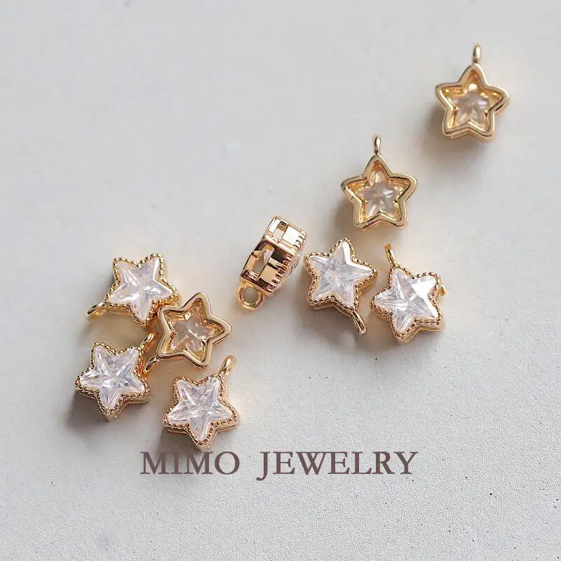 

1 шт. медный позолоченный кулон-пентаграмма со звездой и цирконами для изготовления ювелирных изделий, аксессуары для браслетов своими руками