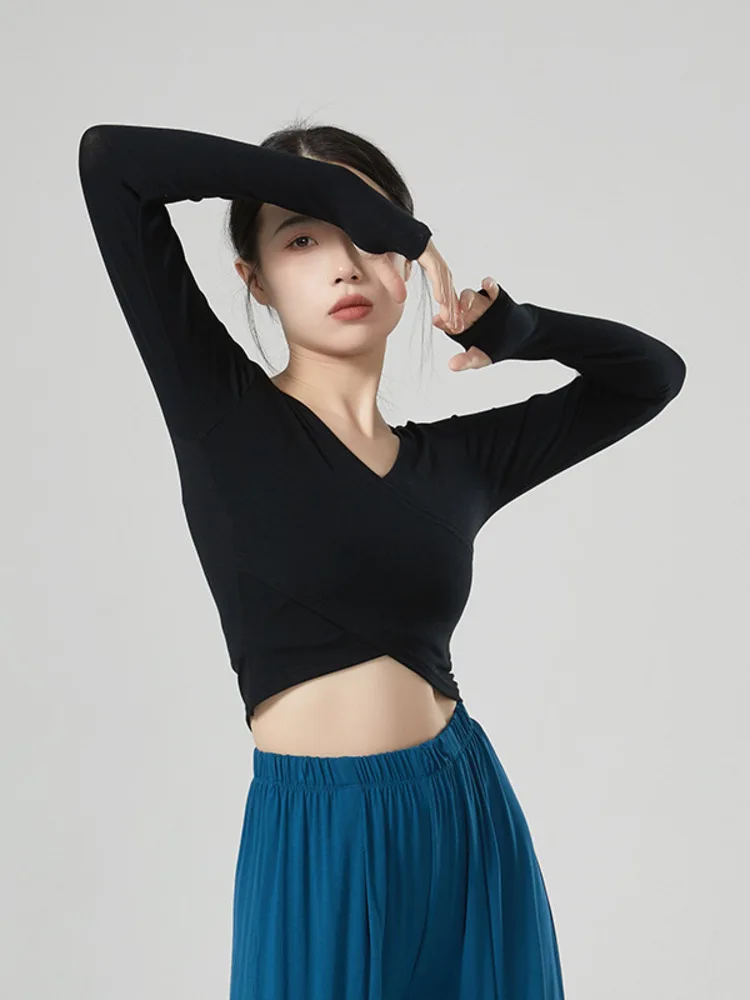 Dance Performances Dance Practice for Adult Wowearing A Long Sleeved Top Before and After Modern Chinese Classical Dance Slim Fi