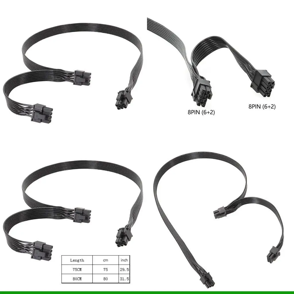 U55C PCIE Graphics Card Power Extension Cable 6P to 2x8pin 6+2P Splitter PCIE Cord