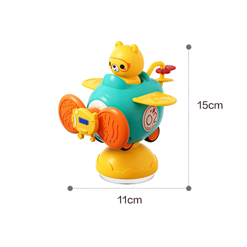 Baby Montessori Suction Cup Toy Spinner Rotating Rattle Cartoon Car High Chair Activity Sensory Fidget Toy for Infant 6 12 Month