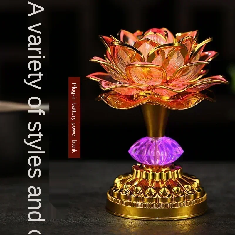 7Color for Lotus Flower Lamp Buddhist Prayer Lamps 52 Buddhist Songs Buddha Music Machine LED Color Changing Temple Light