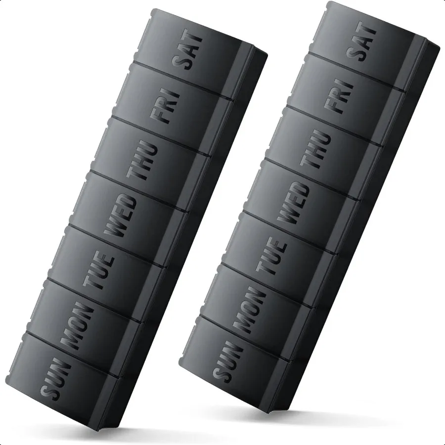 

Large Pill Organizer 2 Pack EasyOpen Weekly Pill Organizer XL Daily Pill Organizers 7 Day Medicine Pill Organziers Medicine Box