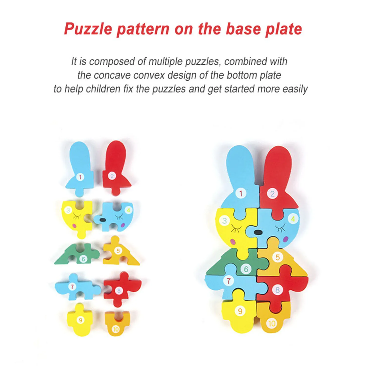 ألغاز خشبية ثلاثية الأبعاد، لعبة ألغاز ذكاء الإدراك والتعلم المبكر للحيوانات الكرتونية لألعاب الأطفال