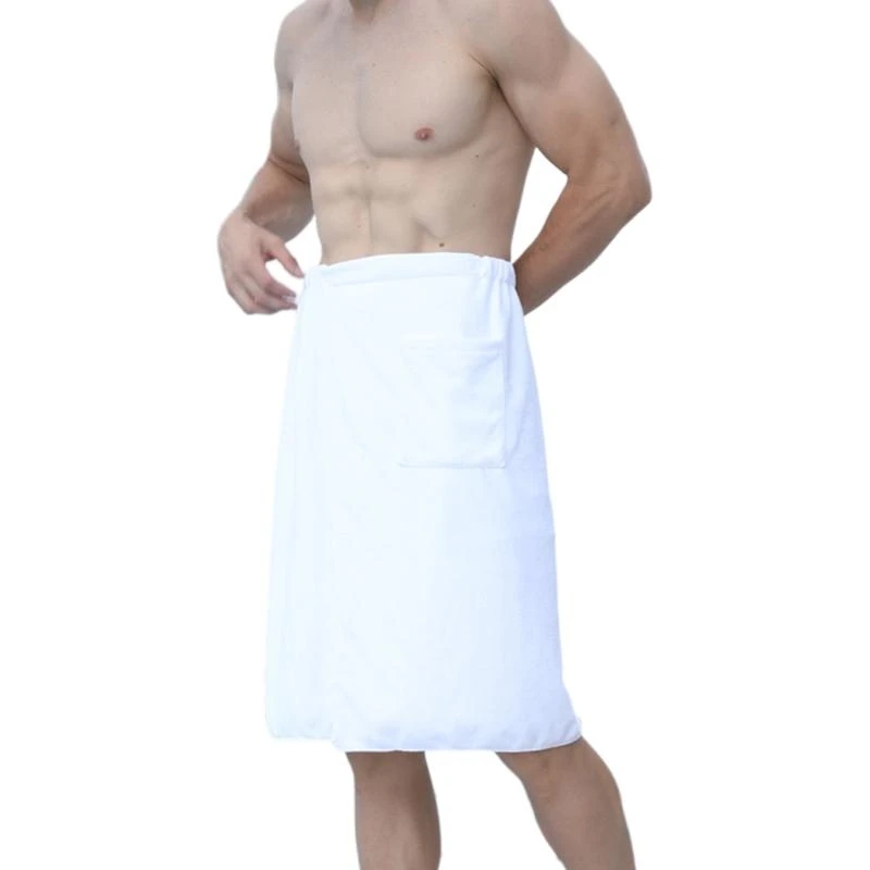 Man Wearable Bath Towel with Pocket Swimming Beach Towel Blanket Bath Wrap Towel N84C