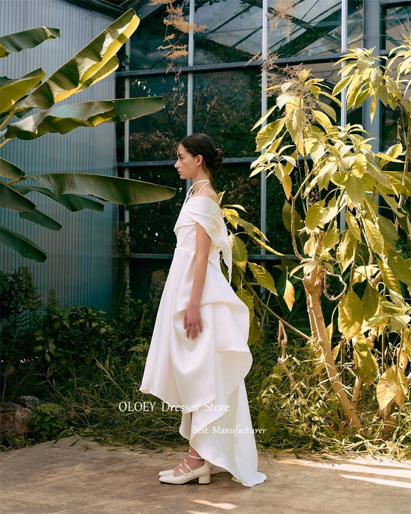 OLOEY-Robe de Mariée en Satin Asymétrique, Épaule Dénudée, Haute et Basse, Séance Photo, Patients de Pays Initiés, Quelle que soit la Tenue de Soirée Formelle