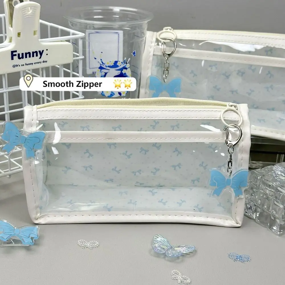 

Высококачественный пенал с цветочным принтом и бабочками, двухслойный, прозрачный, большой вместимости, для студентов