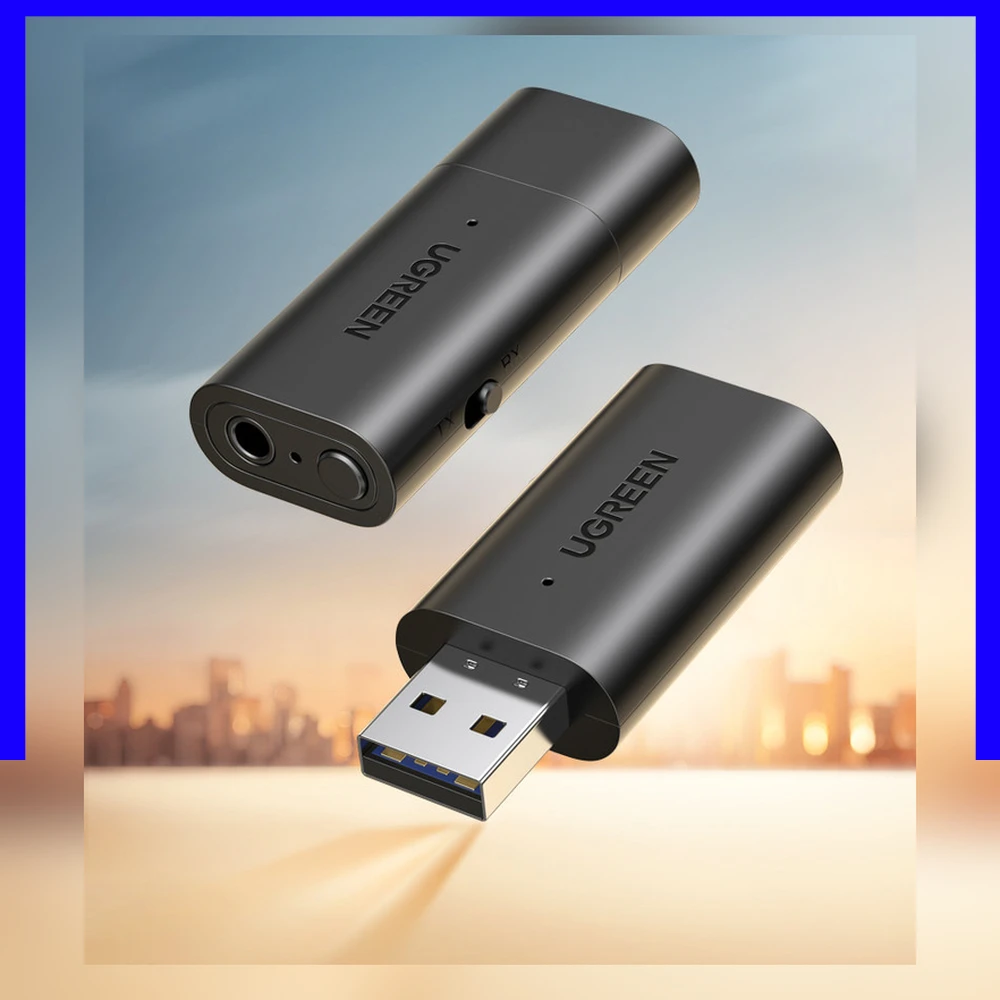 UGREEN 60300 Bluetooth 5.1 Audio Transmitter Receiver 2 in 1 USB AUX 3.5mm Wireless Adapter for Car Stereo