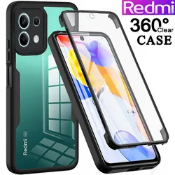 360 Full Shockproof Silicone Case For Xiaomi Redmi 13C 12C 12 10C 9 9A 9C Note 13 12 11 10S 9 Pro Built-in Screen Protector Case