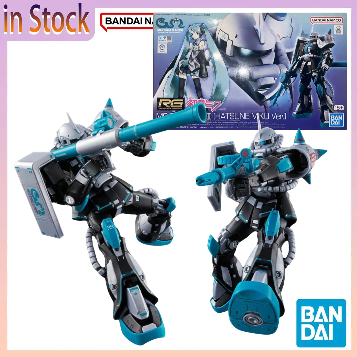 

In Stock BANDAI Oficial Genuine Gundam PB Model Kit Figures RG 1/144 MS-06S Zaku2 Hatsune Miku Anime Model Boys Toy Original Box