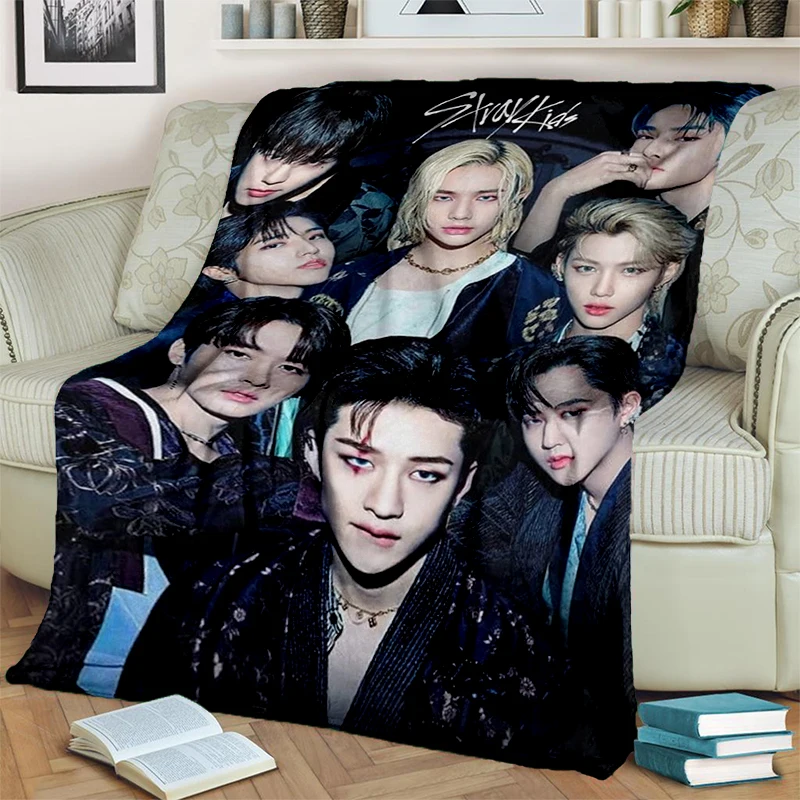 3D Print Stray Kids Kpop Star 3D Soft Flannel Blankets,Throw Blanket Comfortable Blanket for Beds Sofa Home Bedroom Gift Cover