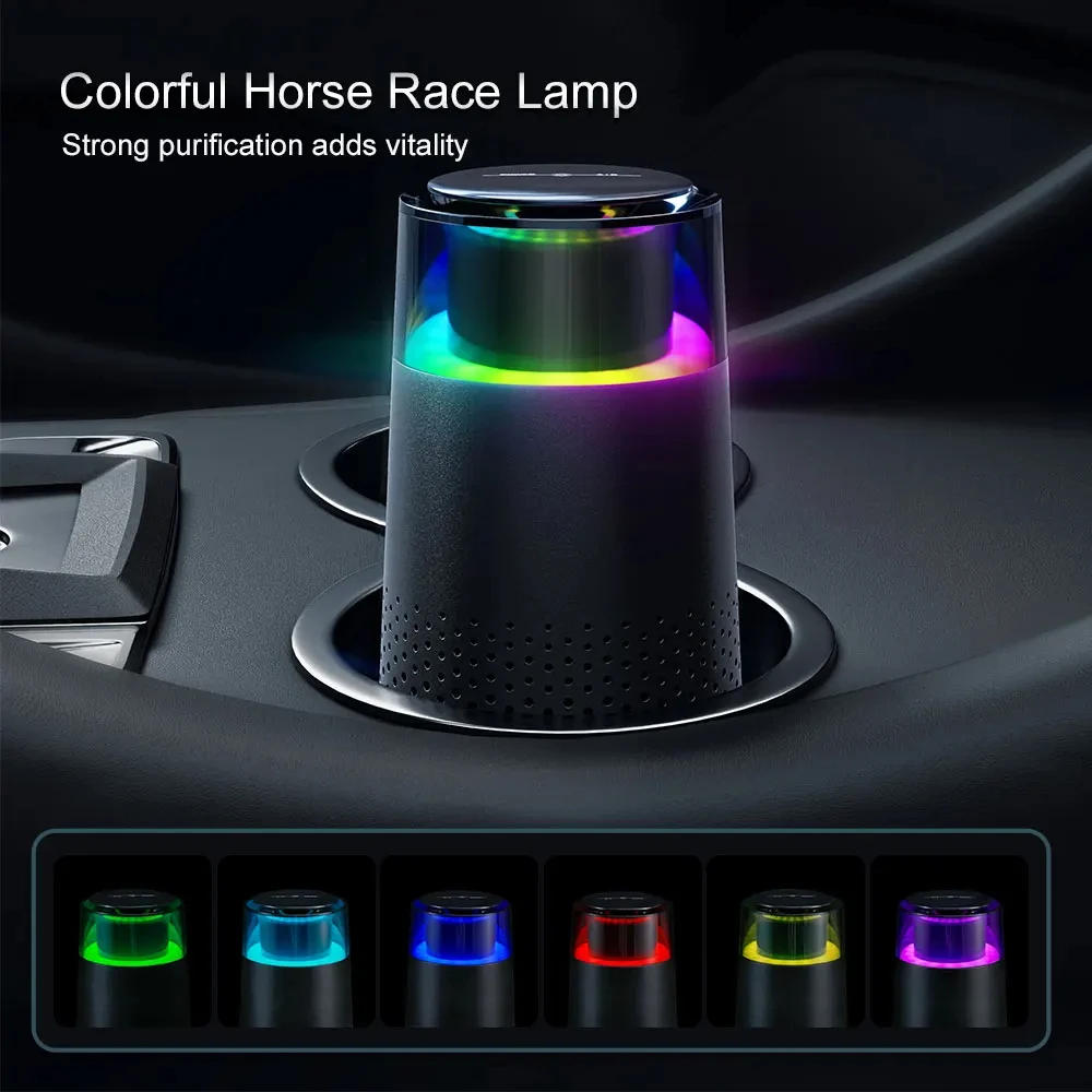 Xiaomi Car Air Purifier Colorful Light Touch Screen HEPA Filter Remove Smoke Odor Negative Ion Type-c Charge Vehicle Air Cleaner