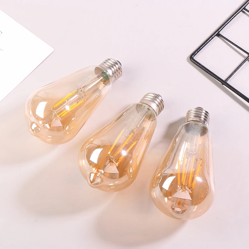 ST64 4W 6W 8W LED Filament Light Bulbs Vintage Gold Glass Appearance Art Lights Dimmable 2700K 360 Degree Energy Lamps