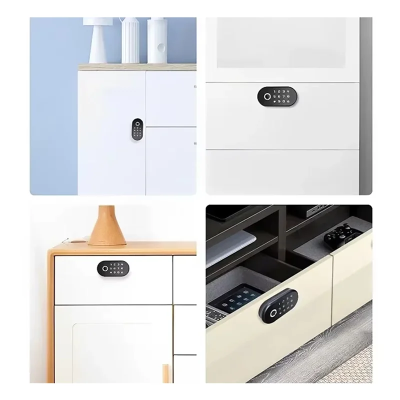 Smart Drawer Lock With Fingerprint Password And Swipe Card Access For Cabinet And Storage Security-ABVK