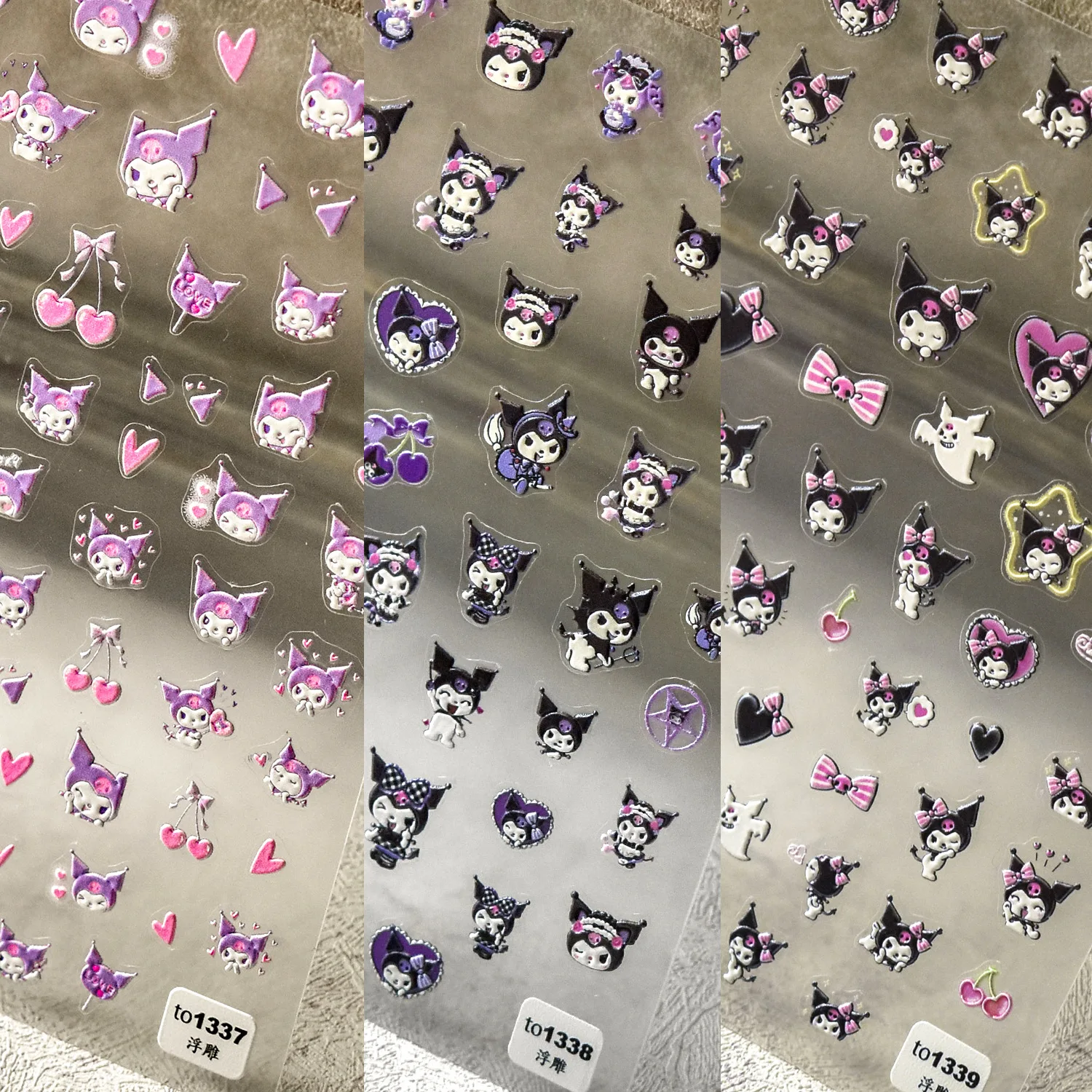 

Sanrioed 5D Kuromi Nail Art Stickers Embossed Nail Decals Accessories