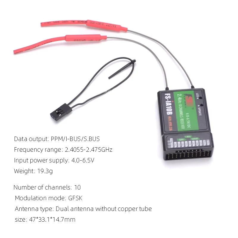 Flysky FS-iA10B 2.4G 10-Channel Receiver for Transmitter FS-I10 FS-I6S Compatible with FPV RC Helicopter Quadcopter Aircraft