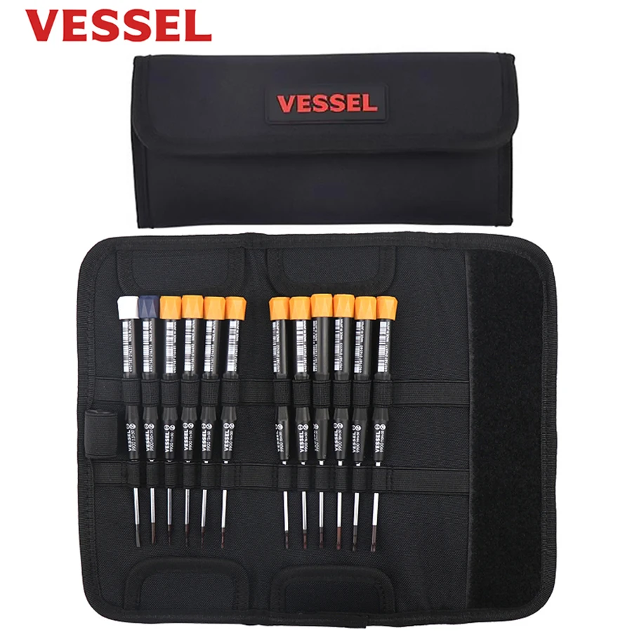 VESSEL 12-Piece Precision Screwdriver Set with Phillips/Slotted/Torx Screwdrivers,Pouch for Computer, Laptop, Watch NO.9912B