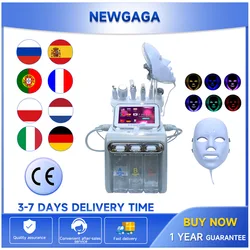 NEWGAGA 7 in 1 Hydrogen Oxygen Small Bubble Face Beauty Machine H2O2 Dermabrasion Rejuvenation Tightening Skin Care Facial Tool