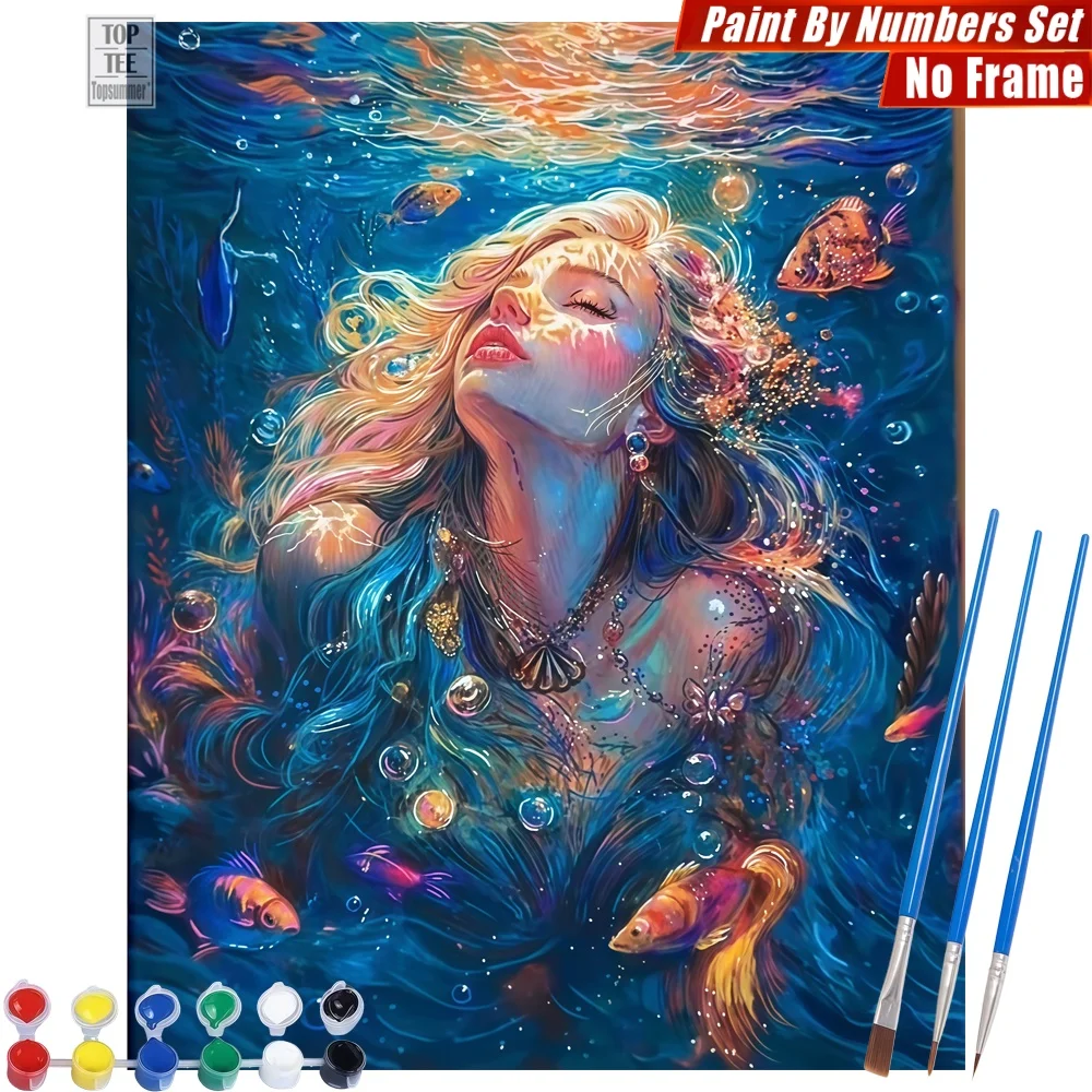 

Ethereal Mermaid Marine DIY Paints By Number Kit - Flowing Hair Light Home Bedroom Decor New Year'S Day Gift For Girlfriend