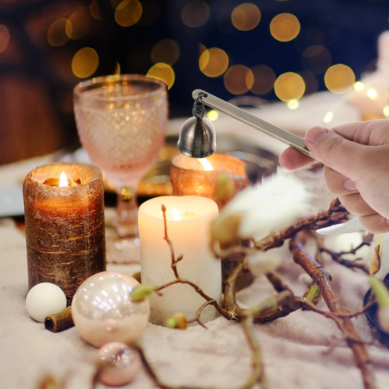 

Retro Extinguisher 6.29" Long Handle Metal Snuffer Flame Safety Tool Decorative Accessory For Home Hotel Use