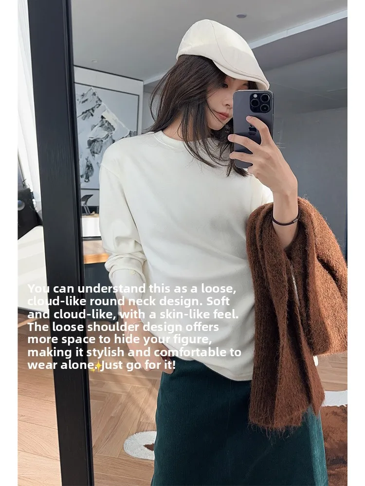 

Футболка MeiYang Long Sve Thiened Velvet Warm Base Layer irt Classic Pattern Casual Sle round Ne Regular Length